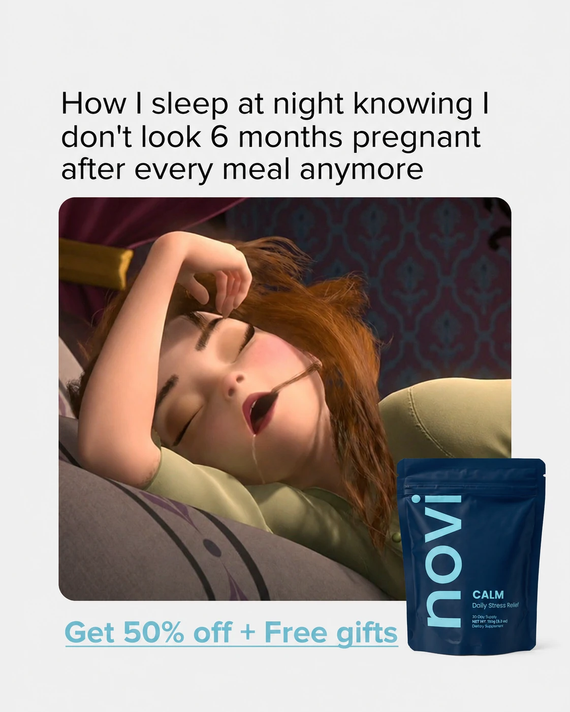 6 months pregnant after every meal ad creative